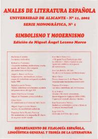 Anales de Literatura Española. Núm. 15, 2002 | Biblioteca Virtual Miguel de Cervantes