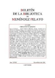 Boletín de la Biblioteca de Menéndez Pelayo. Año LXXXI, enero-diciembre 2005 | Biblioteca Virtual Miguel de Cervantes