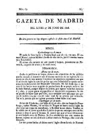 Gazeta de Madrid. 1808. Núm. 69, 27 de junio de 1808 | Biblioteca Virtual Miguel de Cervantes