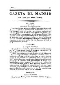 Gazeta de Madrid. 1809. Núm. 9, 9 de enero de 1809 | Biblioteca Virtual Miguel de Cervantes