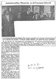 Antoniorrobles premiado en el concurso infantil | Biblioteca Virtual Miguel de Cervantes