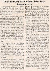 Bartok concerto, two Rubinstein albums, "Elektra" feature december record list | Biblioteca Virtual Miguel de Cervantes