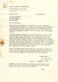 Carta dirigida a Arthur Rubinstein. Nueva York, 15-02-1971 | Biblioteca Virtual Miguel de Cervantes