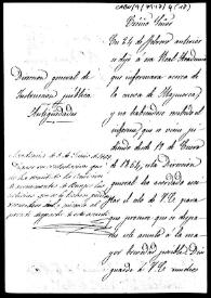 Oficio en el que se solicita el informe sobre la cueva de Atapuerca a la mayor brevedad posible | Biblioteca Virtual Miguel de Cervantes