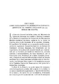 Informe sobre declaración de Monumentos Histórico-Artísticos de ciertos conjuntos de la ciudad de Segovia / Elías Tormo | Biblioteca Virtual Miguel de Cervantes