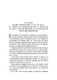 Informe sobre concesión del título de Villa al pueblo de Realejo Alto en la provincia de Santa Cruz de Tenerife, que tiene más de nueve mil habitantes / Natalio Rivas | Biblioteca Virtual Miguel de Cervantes