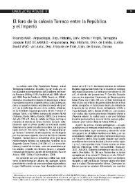 El foro de la colonia Tarraco entre la República y el Imperio / Ricardo Mar, Joaquín Ruiz de Arbulo, David Vivó | Biblioteca Virtual Miguel de Cervantes