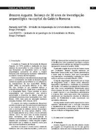 Bracara Augusta. Balanço de 30 anos de investigaçâo arqueológica na capital da Galécia Romana / Manuela Martins, Luís Fontes | Biblioteca Virtual Miguel de Cervantes