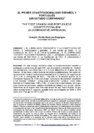 El  primer constitucionalismo español y portugués (un estudio comparado) = The first spanish and portuguese constitutionalism (a comparative approach) / Joaquín Varela Suanzes-Carpegna | Biblioteca Virtual Miguel de Cervantes