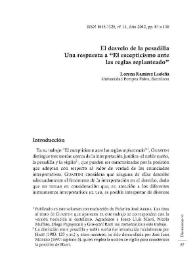 El desvelo de la pesadilla. Una respuesta a "El escepticismo ante las reglas replanteado" / Lorena Ramírez Ludeña | Biblioteca Virtual Miguel de Cervantes