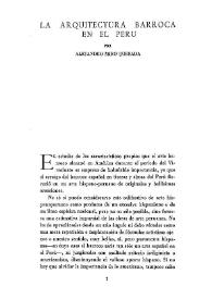 La arquitectura barroca en el Perú / por Alejandro Miró Quesada | Biblioteca Virtual Miguel de Cervantes