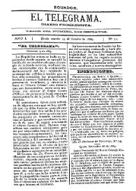 El Telegrama : diario progresista. Año I, núm. 71, martes 15 de octubre de 1889 | Biblioteca Virtual Miguel de Cervantes