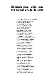 Romance para Pedro Laín con alguna ayuda de Lope / José García Nieto | Biblioteca Virtual Miguel de Cervantes