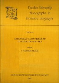 Antigüedad y actualidad de Luis Vélez de Guevara : estudios críticos / editado por C. George Peale ; en colaboración con William R. Blue ... [et al.] | Biblioteca Virtual Miguel de Cervantes