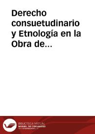 Derecho consuetudinario y Etnología en la Obra de Rafael Altamira / Sanchez Gomez, Luis Angel | Biblioteca Virtual Miguel de Cervantes