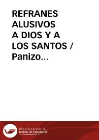 REFRANES ALUSIVOS A DIOS Y A LOS SANTOS / Panizo Rodriguez, Juliana | Biblioteca Virtual Miguel de Cervantes