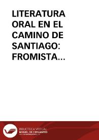 LITERATURA ORAL EN EL CAMINO DE SANTIAGO: FROMISTA (PALENCIA) / Pedrosa, José Manuel | Biblioteca Virtual Miguel de Cervantes