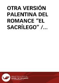 OTRA VERSIÓN PALENTINA DEL ROMANCE “EL SACRÍLEGO” / Fuente Gonzalez, Miguel Angel de la | Biblioteca Virtual Miguel de Cervantes