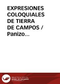 EXPRESIONES COLOQUIALES DE TIERRA DE CAMPOS / Panizo Rodriguez, Juliana | Biblioteca Virtual Miguel de Cervantes