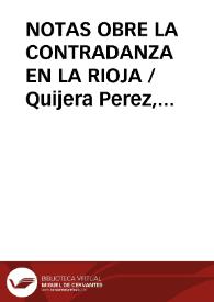 NOTAS OBRE LA CONTRADANZA EN LA RIOJA / Quijera Perez, José Antonio | Biblioteca Virtual Miguel de Cervantes