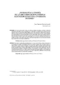 ¿Es realista la teoría de la argumentación jurídica? Acotaciones breves a un debate intenso / Juan Antonio García Amado | Biblioteca Virtual Miguel de Cervantes