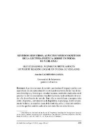 Sentidos seducidos. Aspectos neurocognitivos de la lectura poética (sobre un poema de Verlaine) / Amelia Gamoneda Lanza | Biblioteca Virtual Miguel de Cervantes
