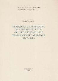Repertori d'expressions multinominals i de grups de sinònims en traduccions catalanes antigues / Curt Wittlin | Biblioteca Virtual Miguel de Cervantes