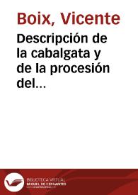 Descripción de la cabalgata y de la procesión del Corpus | Biblioteca Virtual Miguel de Cervantes