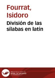 División de las sílabas en latín | Biblioteca Virtual Miguel de Cervantes