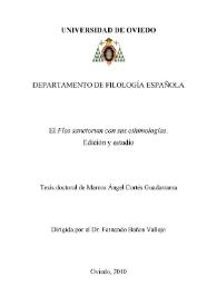El "Flos sanctorum con sus ethimologías". Edición y estudio / tesis doctoral de Marcos Ángel Cortés Guadarrama ; dirigida por el Dr. Fernando Baños Vallejo | Biblioteca Virtual Miguel de Cervantes