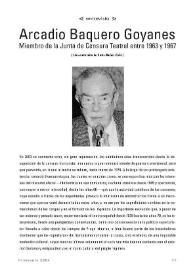 Entrevista a Arcadio Baquero Goyanes. Miembro de la Junta de Censura Teatral entre 1963 y 1967 / Berta Muñoz Cáliz | Biblioteca Virtual Miguel de Cervantes