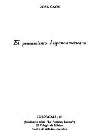 El pensamiento hispanoamericano / José Gaos | Biblioteca Virtual Miguel de Cervantes