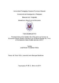 Fortalecimiento de la Gestión de la Educación en Centros de Educación Básica: Estudio Descriptivo en el Distrito Escolar No. 14 en el Municipio de Omoa, Cortés durante el 2010 / José Rubén Hernández Núñez | Biblioteca Virtual Miguel de Cervantes