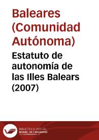 Más información sobre Estatuto de autonomía de las Illes Balears (2007)