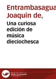 Una curiosa edición de música dieciochesca | Biblioteca Virtual Miguel de Cervantes