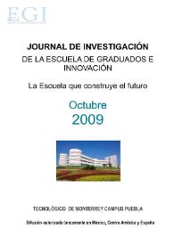 Journal de Investigación de la Escuela de Graduados e Innovación. Octubre 2009 | Biblioteca Virtual Miguel de Cervantes
