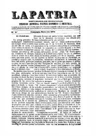 La Patria (República de Honduras) . Periódico quincenal político, económico e industrial. Núm. 2, 2 de enero de 1872 | Biblioteca Virtual Miguel de Cervantes