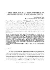 La difícil circulación de los libros devocionales del jesuita mexicano José Ignacio Vallejo (1772-1788) / Antonio Astorgano Abajo | Biblioteca Virtual Miguel de Cervantes