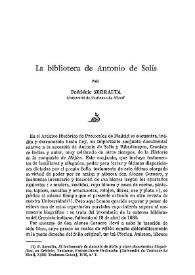 La biblioteca de Antonio de Solís / Frédéric Serralta | Biblioteca Virtual Miguel de Cervantes