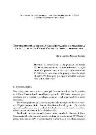 Poder sancionador de la administración de acuerdo a la lectura de la Corte Constitucional colombiana / María Lourdes Ramírez Torrado | Biblioteca Virtual Miguel de Cervantes