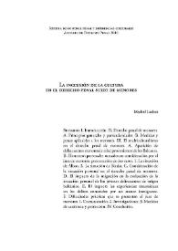 La inclusión de la cultura en el derecho penal suizo de menores / Michel Lachat | Biblioteca Virtual Miguel de Cervantes