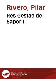 Res Gestae de Sapor I / Pilar Rivero y Julián Pelegrín | Biblioteca Virtual Miguel de Cervantes
