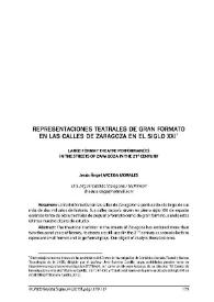 Representaciones teatrales de gran formato en las calles de Zaragoza en el siglo XXI / Jesús Ángel Arcega Morales | Biblioteca Virtual Miguel de Cervantes