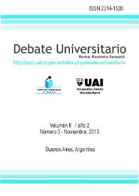 Debate Universitario. Revista Electrónica Semestral. Núm. 3. Volumen II. Año 1, noviembre 2013 | Biblioteca Virtual Miguel de Cervantes