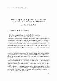 Alonso de Cartagena y la escritura humanística: epístola y diálogo / Luis Fernández Gallardo | Biblioteca Virtual Miguel de Cervantes