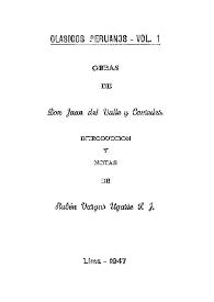 Obras de Don Juan del Valle Caviedes / introducción y notas de Rubén Vargas Ugarte, S. J. | Biblioteca Virtual Miguel de Cervantes