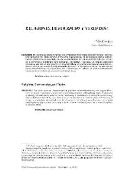 Religiones, democracias y verdades / Félix Ovejero | Biblioteca Virtual Miguel de Cervantes