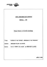 ¿Vivir o no vivir? ¿probar o no probar? / Miriam Vilar Álvarez | Biblioteca Virtual Miguel de Cervantes