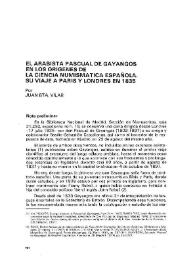 El arabista Pascual de Gayangos en los orígenes de la ciencia numismática española: su viaje a París y Londres en 1835 / por Juan Bta. Vilar | Biblioteca Virtual Miguel de Cervantes