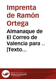 Almanaque de El Correo de Valencia para ... | Biblioteca Virtual Miguel de Cervantes